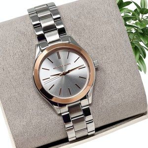 NWT MICHAEL KORS Women's Mini Slim Runway Three-Hand MK3514 Watch